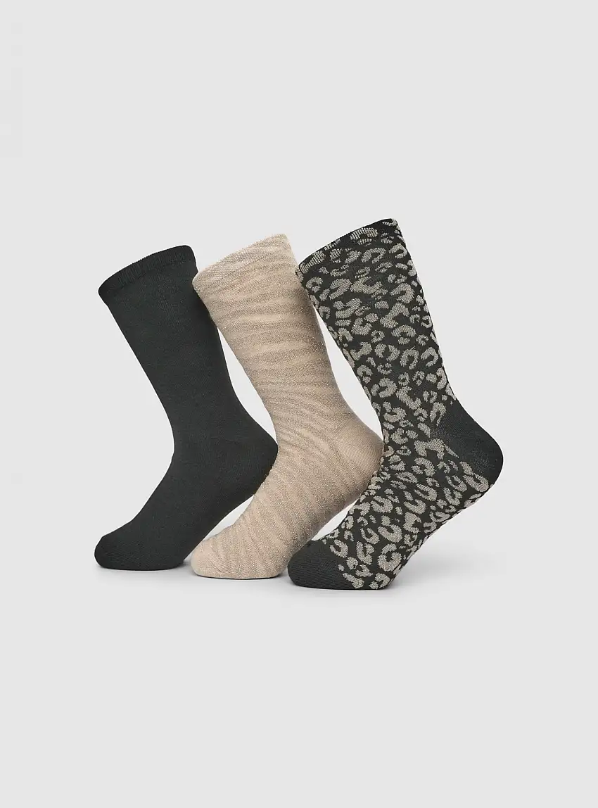 Pack 3 paia di calze animalier Var tortora