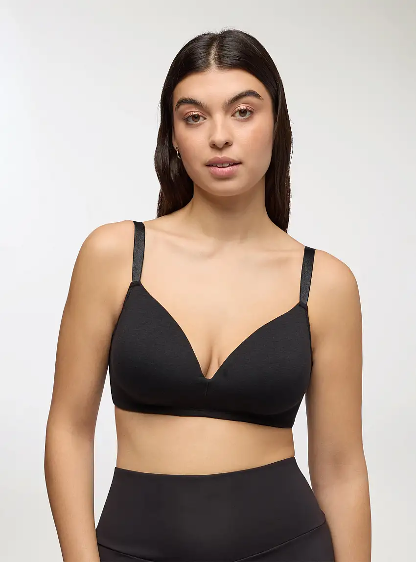 Reggiseno preformato con spalline sottili Nero