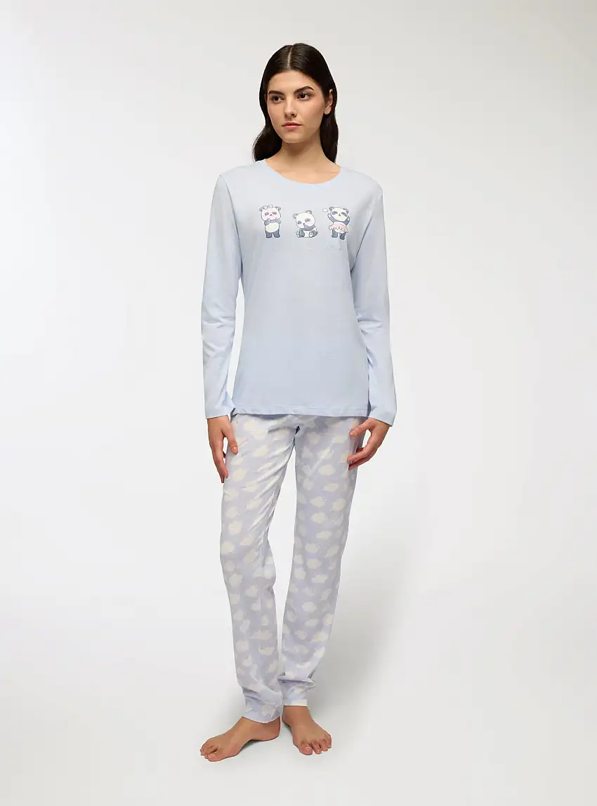 Set pigiama con stampe panda Celeste chiaro