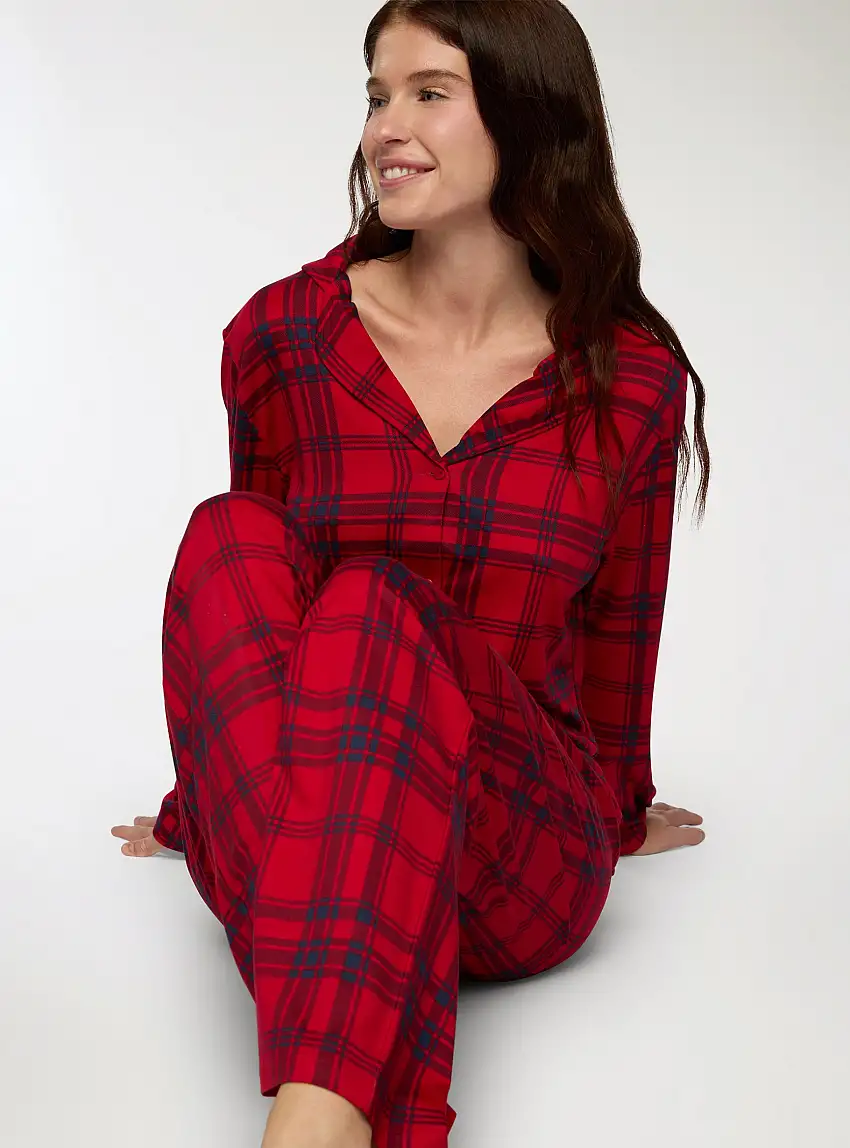 Set pigiama a quadri Var rosso