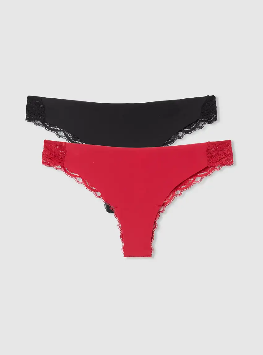 Pack 2 slip brasiliana in pizzo Var rosso