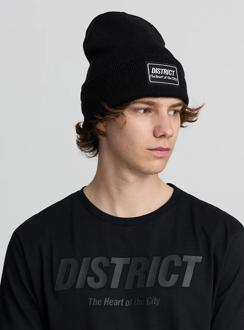 Berretto con scritta in stile urban Nero