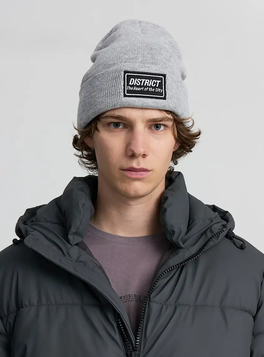 Berretto con scritta in stile urban Grigio chiaro melange