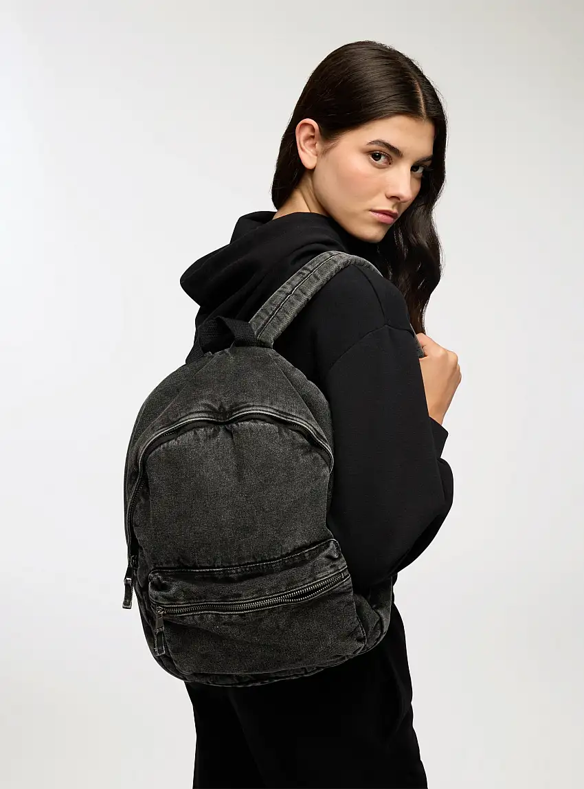 Zaino in denim scuro Nero