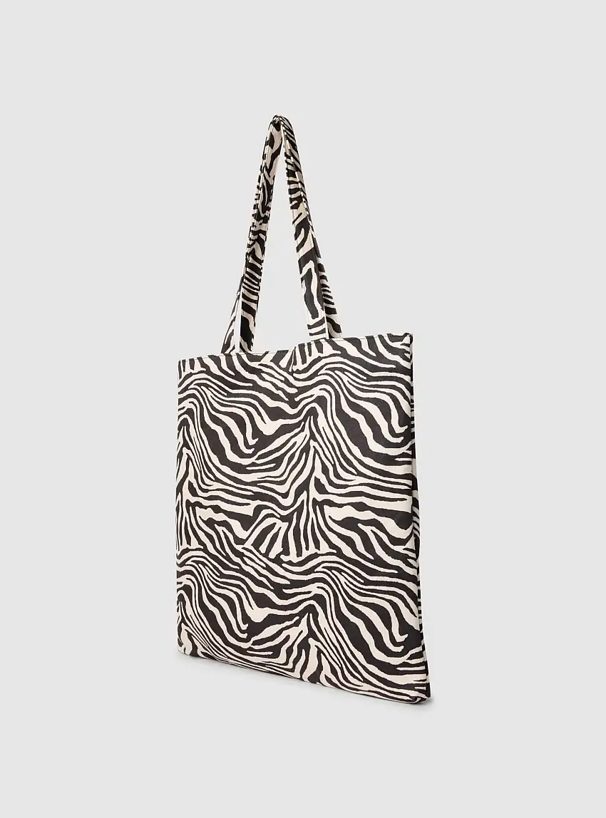 Borsa shopper in microfibra zebrata Var avorio