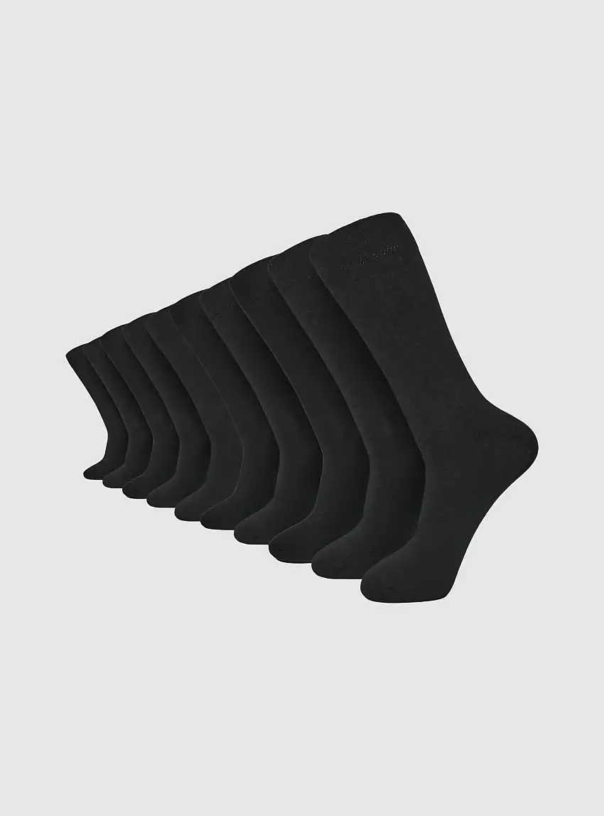 Pack 10 paia calze lunghe tinta unita 10x Nero