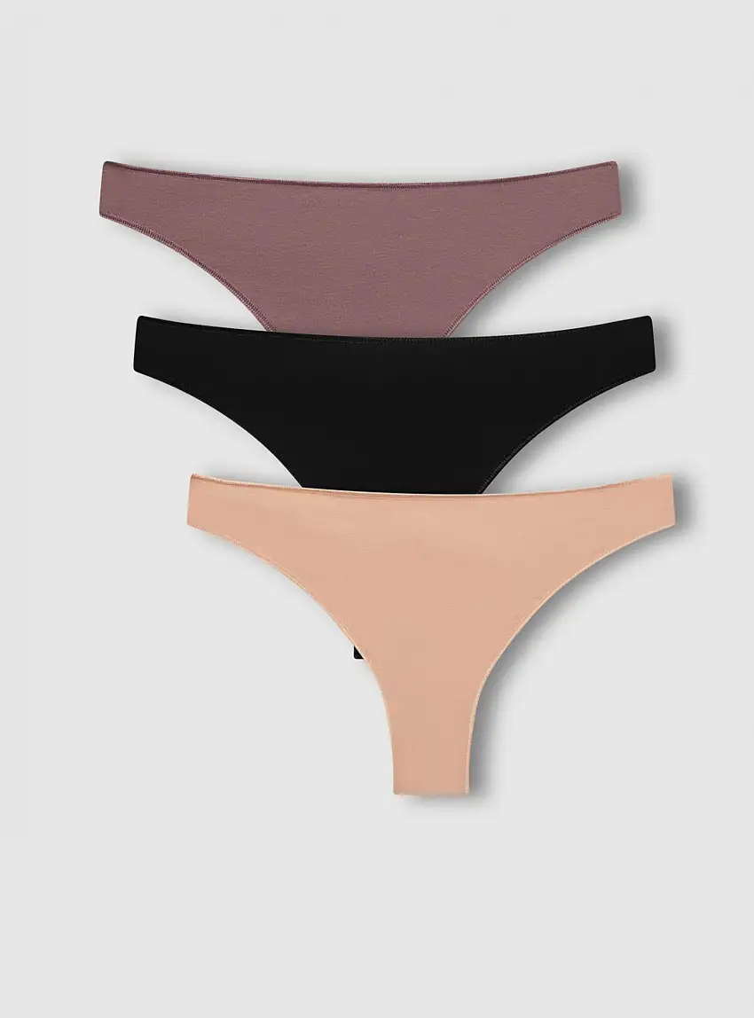 Pack 3 slip brasiliana tinta unita Var cioccolato