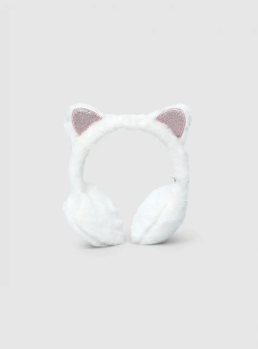 Paraorecchie in similpelliccia con orecchie Bianco lana