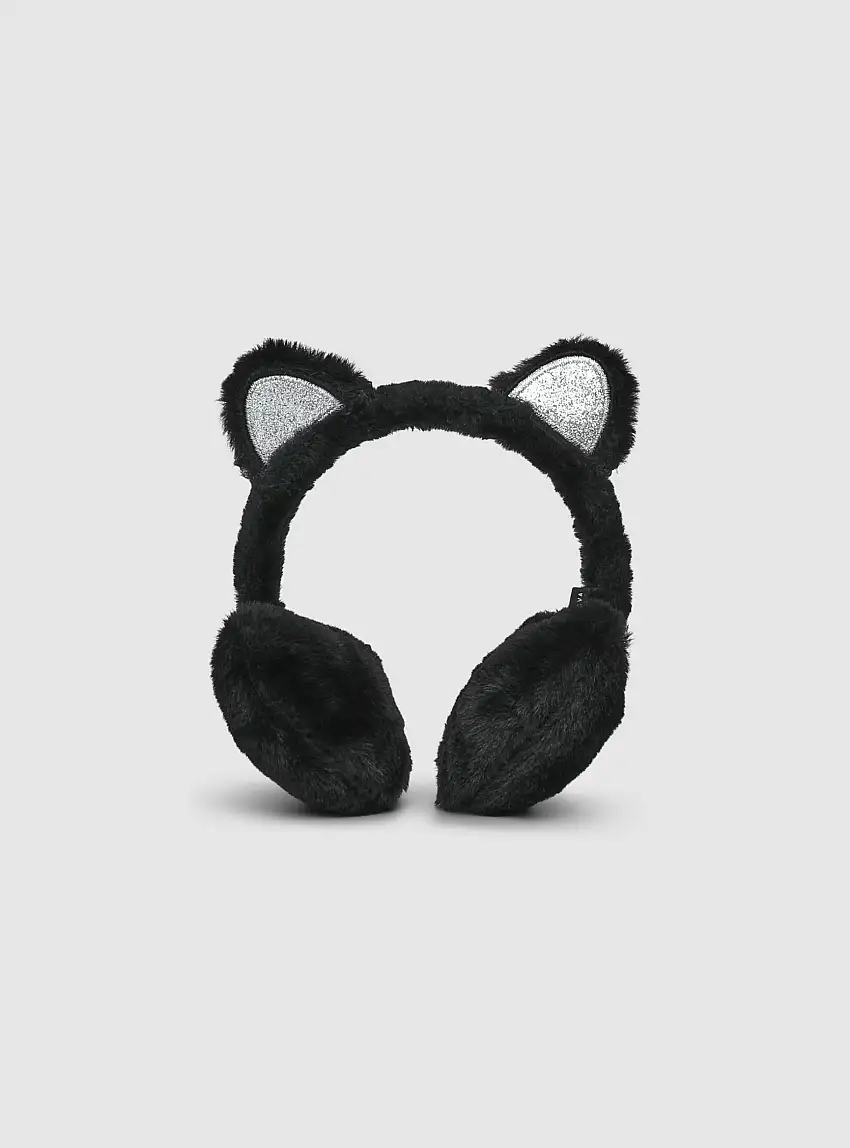 Paraorecchie in similpelliccia con orecchie Nero
