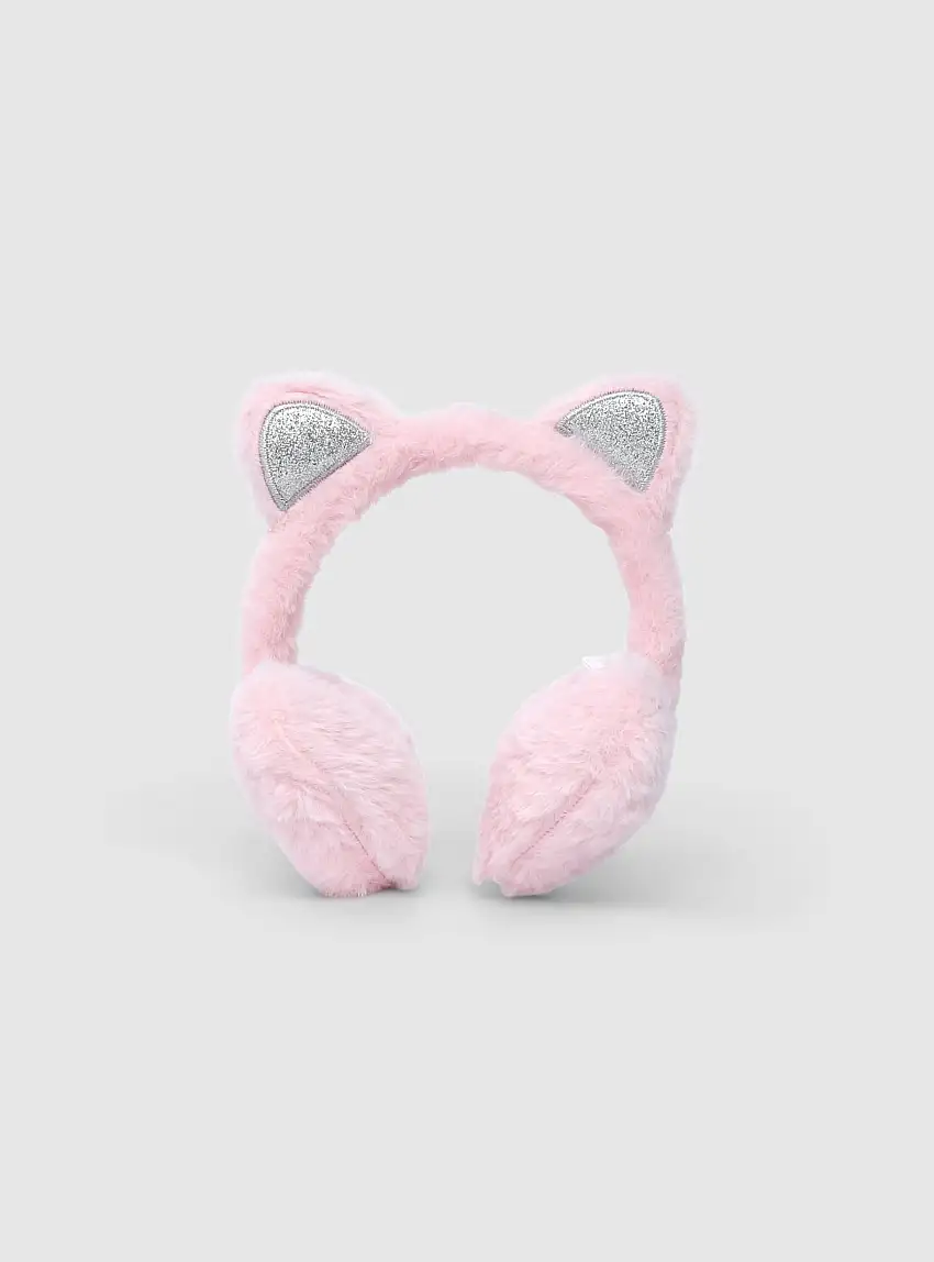 Paraorecchie in similpelliccia con orecchie Rosa cipria