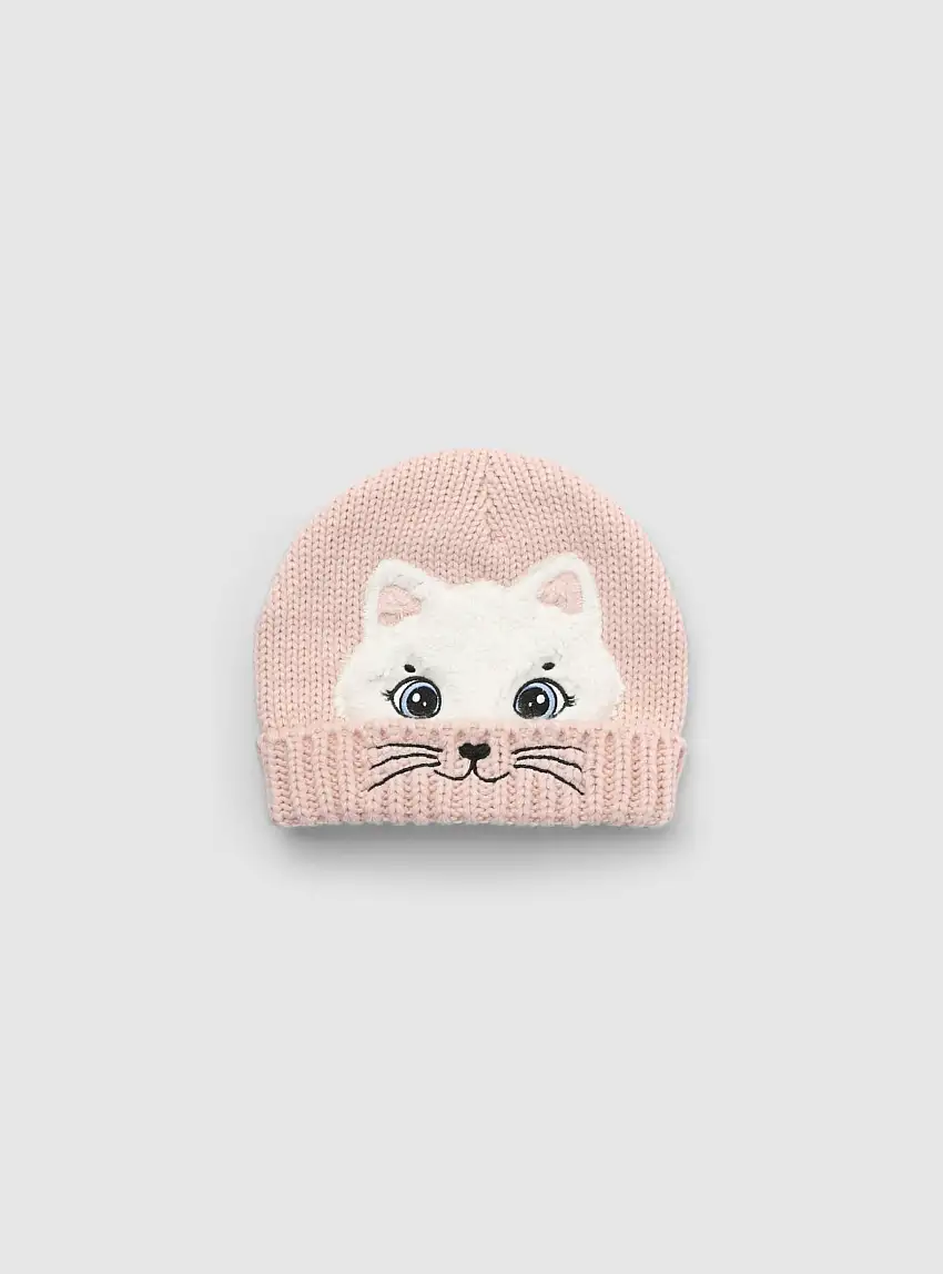 Berretto con animaletto Rosa cipria
