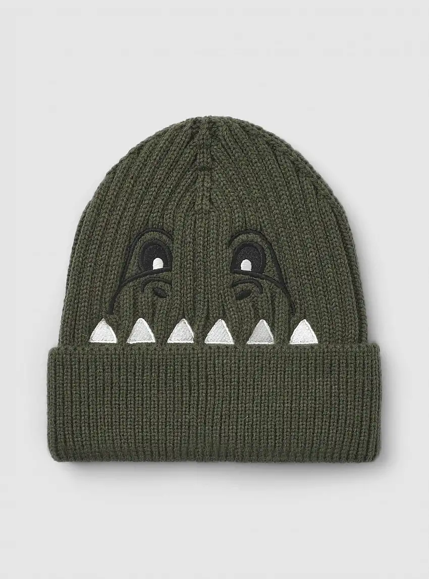 Berretto con stampa dinosauro e dettagli ricamati Verde militare
