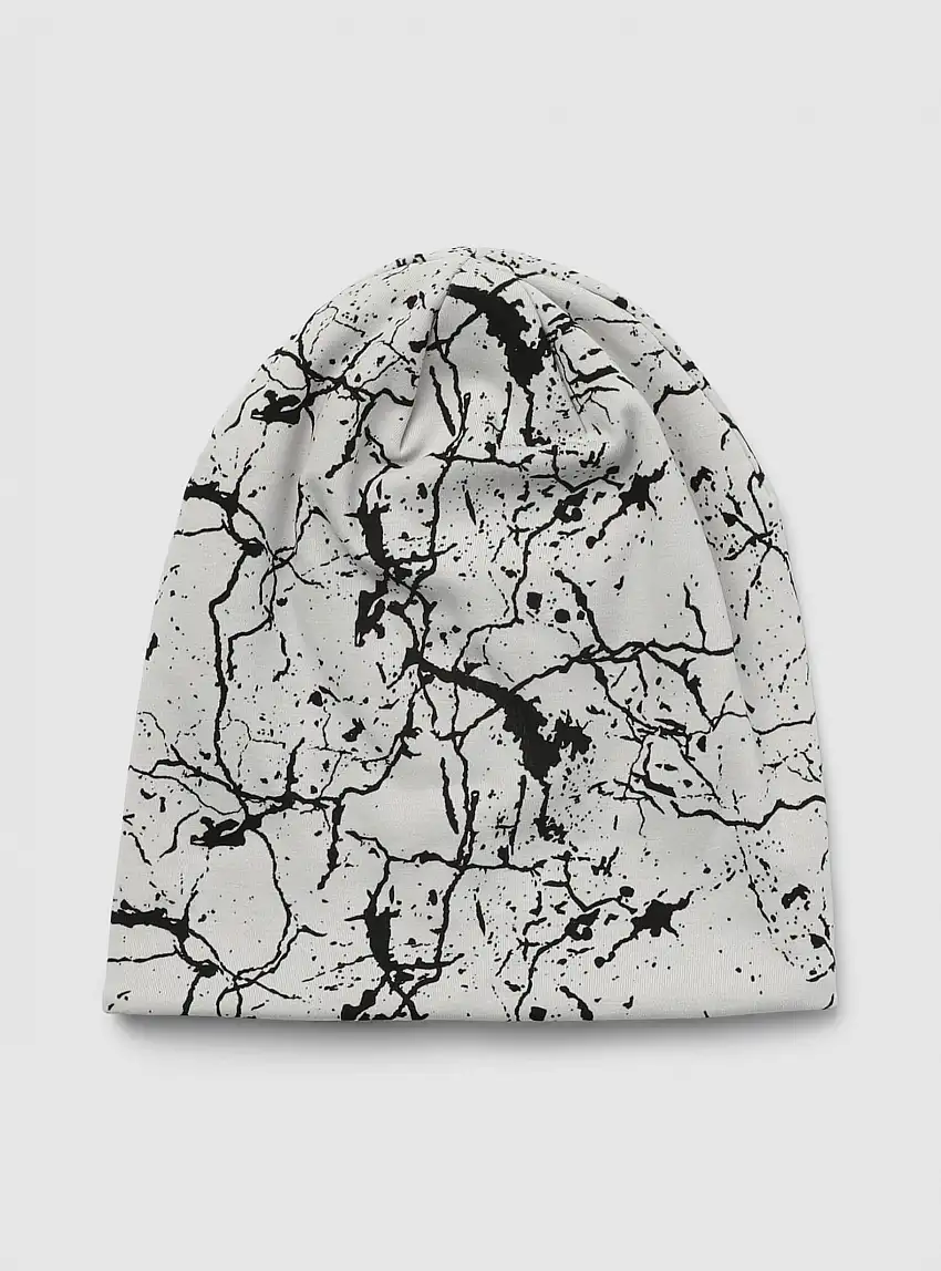 Berretto con pile fantasia marmorizzata Grigio cemento