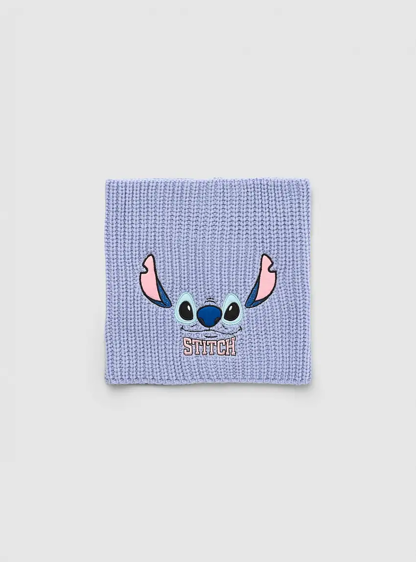Sciarpa con stampa Stitch Celeste