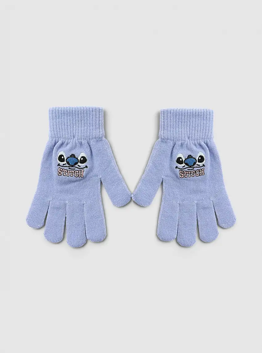 Guanti con stampa Stitch Celeste