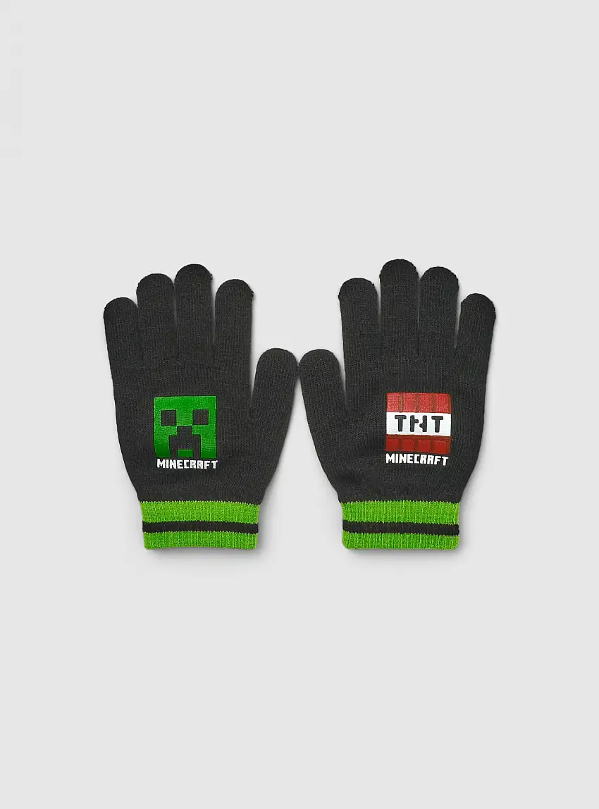 Guanti con stampa Minecraft® Nero