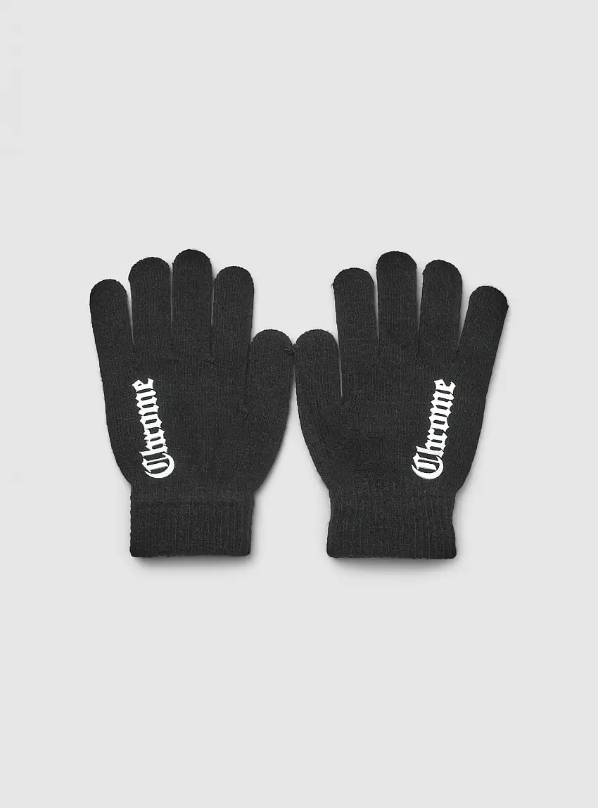 Guanti con scritta stile gotico Nero