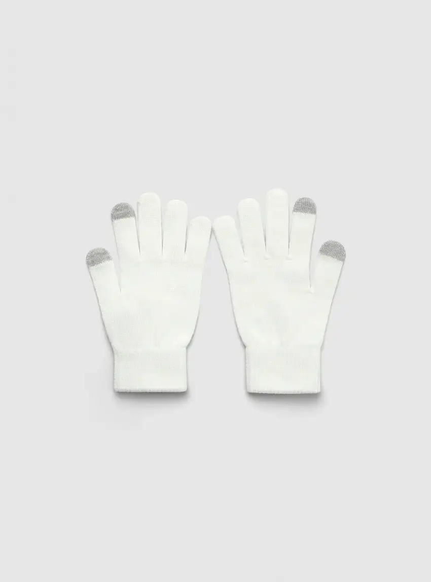 Guanti touch screen tinta unita Bianco lana