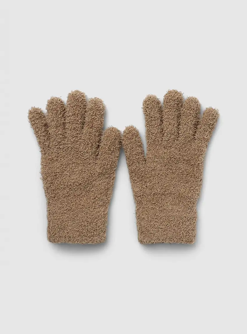 Guanti cinque dita morbidi Beige