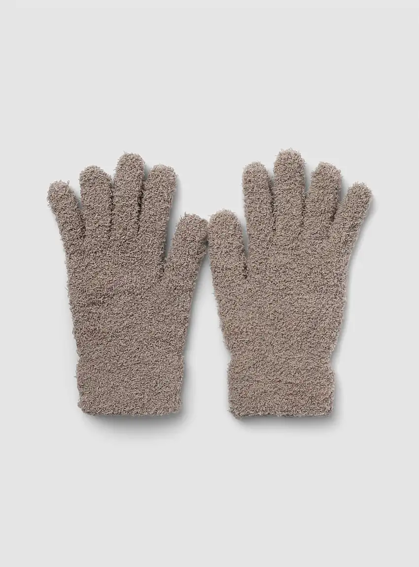 Guanti cinque dita morbidi Tortora