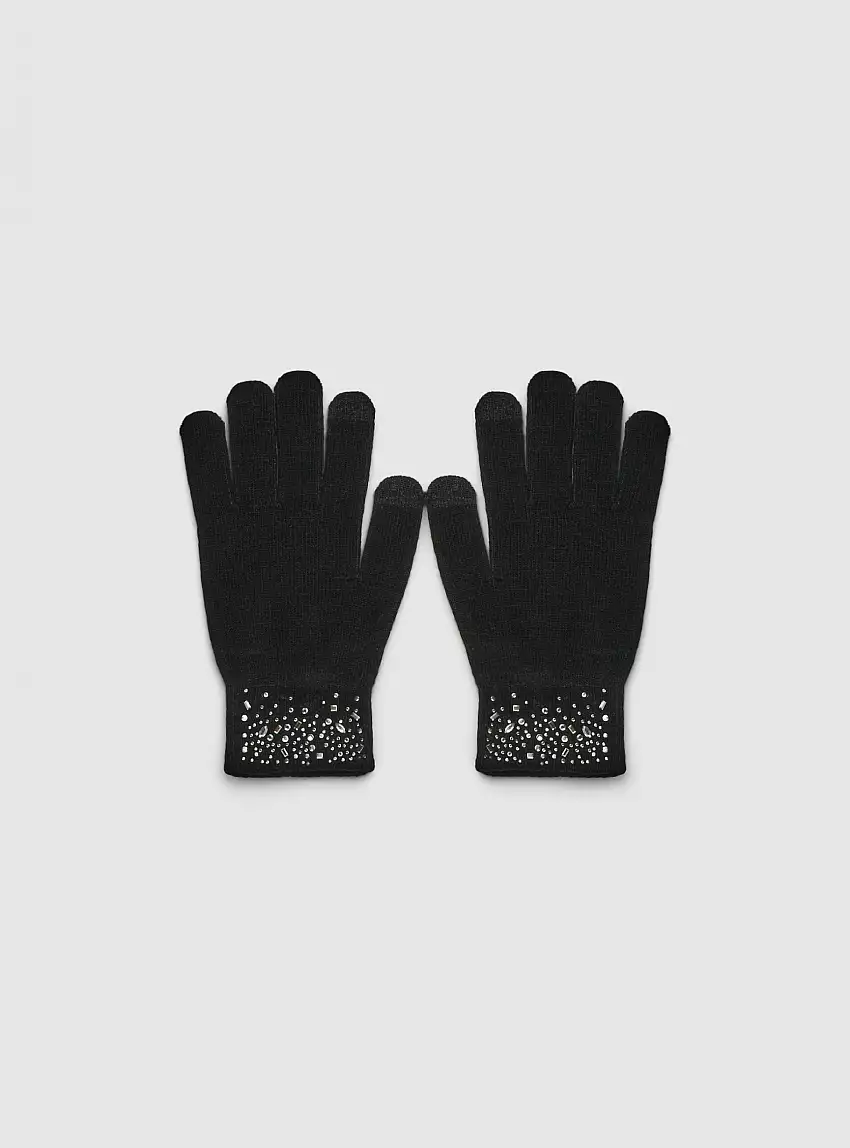 Guanti con applicazioni luccicanti Nero