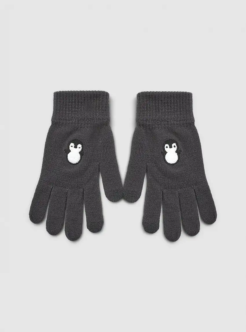 Guanti con simpatici animaletti Antracite