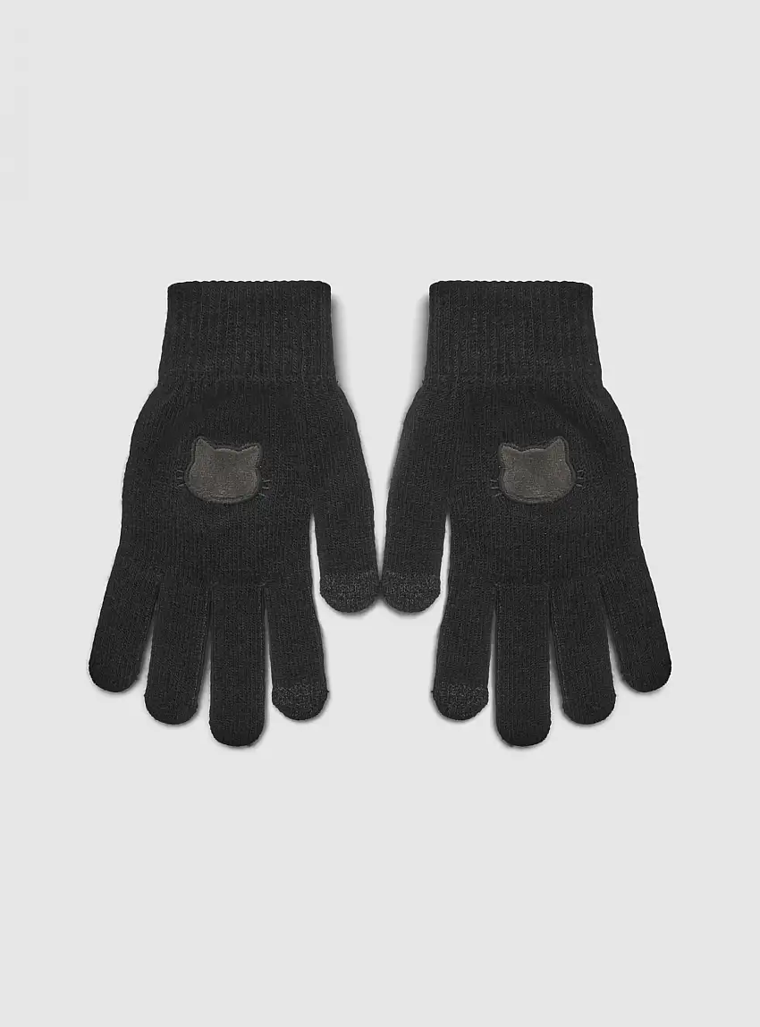 Guanti con simpatici animaletti Nero