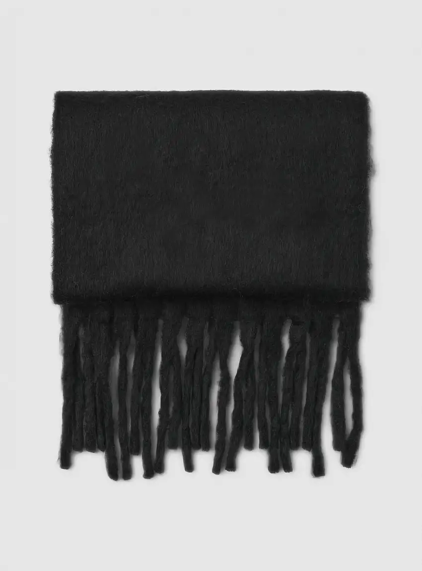 Sciarpa con frange a tinta unita Nero