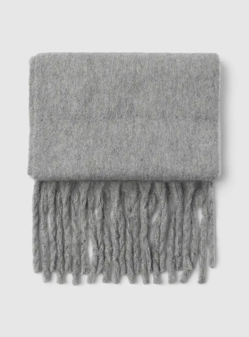 Sciarpa con frange a tinta unita Grigio chiaro melange