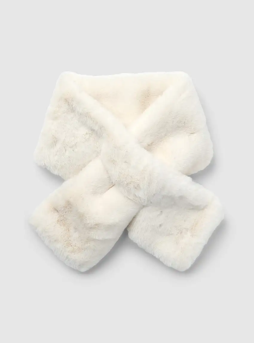 Sciarpa incrociata similpelliccia Bianco lana