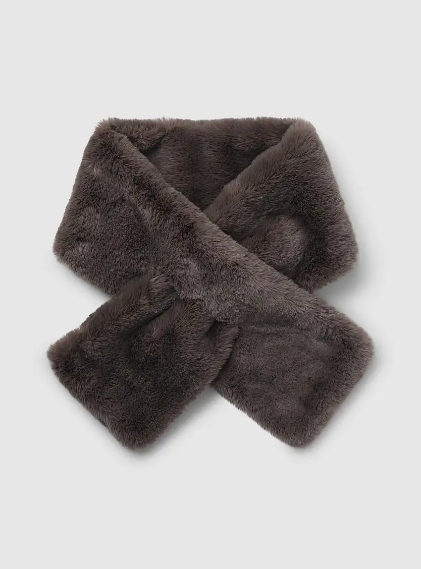 Sciarpa incrociata similpelliccia Fango