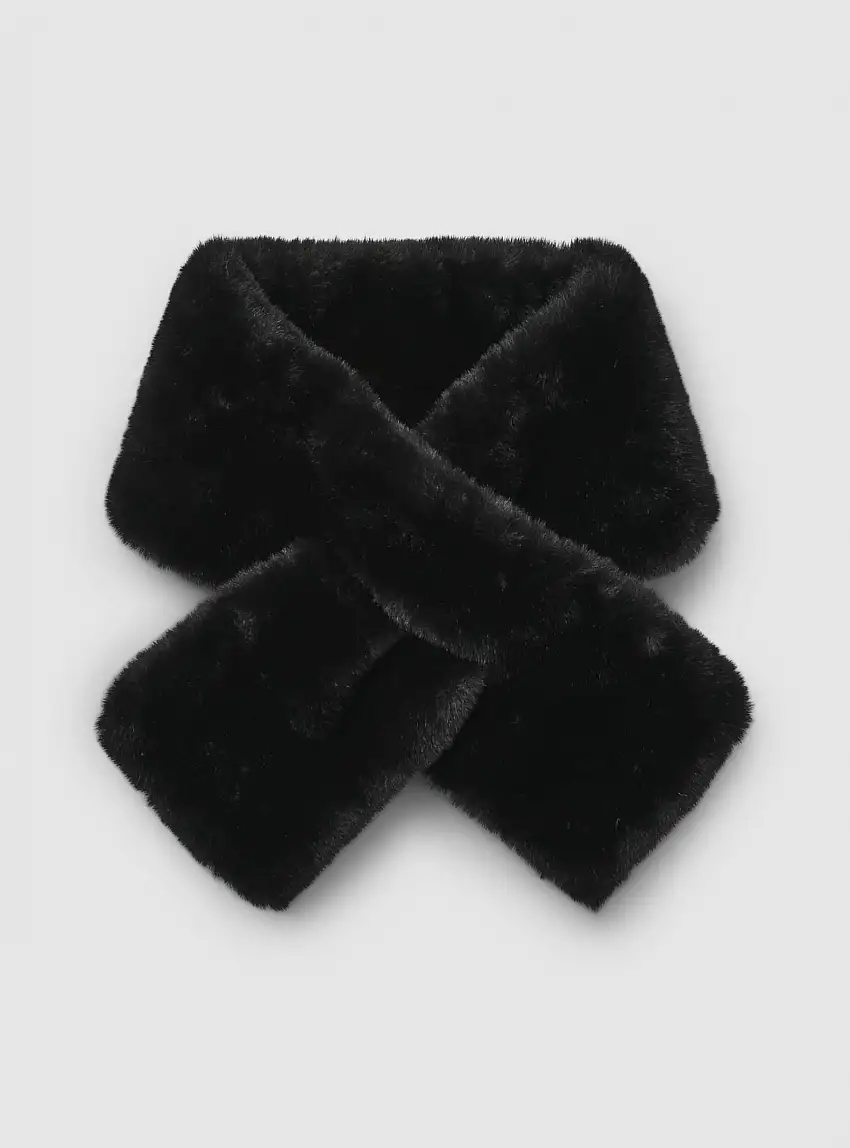 Sciarpa incrociata similpelliccia Nero