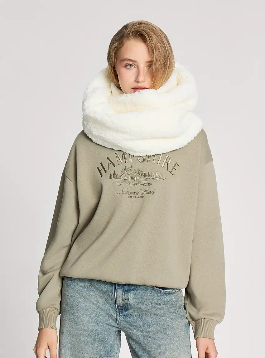 Sciarpa in sherpa avvolgente Bianco lana