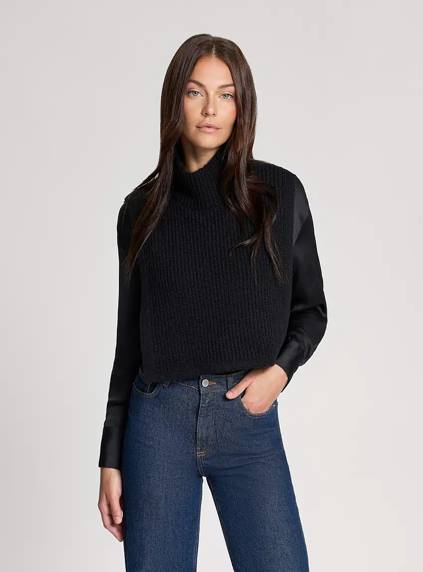 Poncho tinta unita Nero