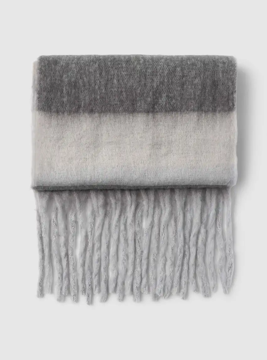 Sciarpa a righe sfumate con frange Var ghiaccio