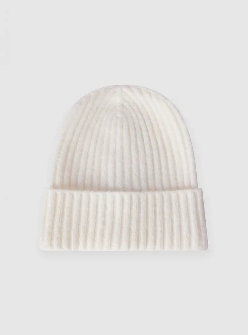 Berretto a coste tinta unita Bianco lana