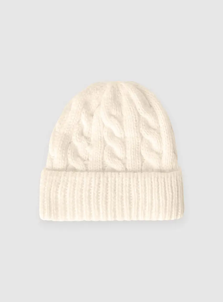 Berretto con lavorazione a treccia Bianco lana