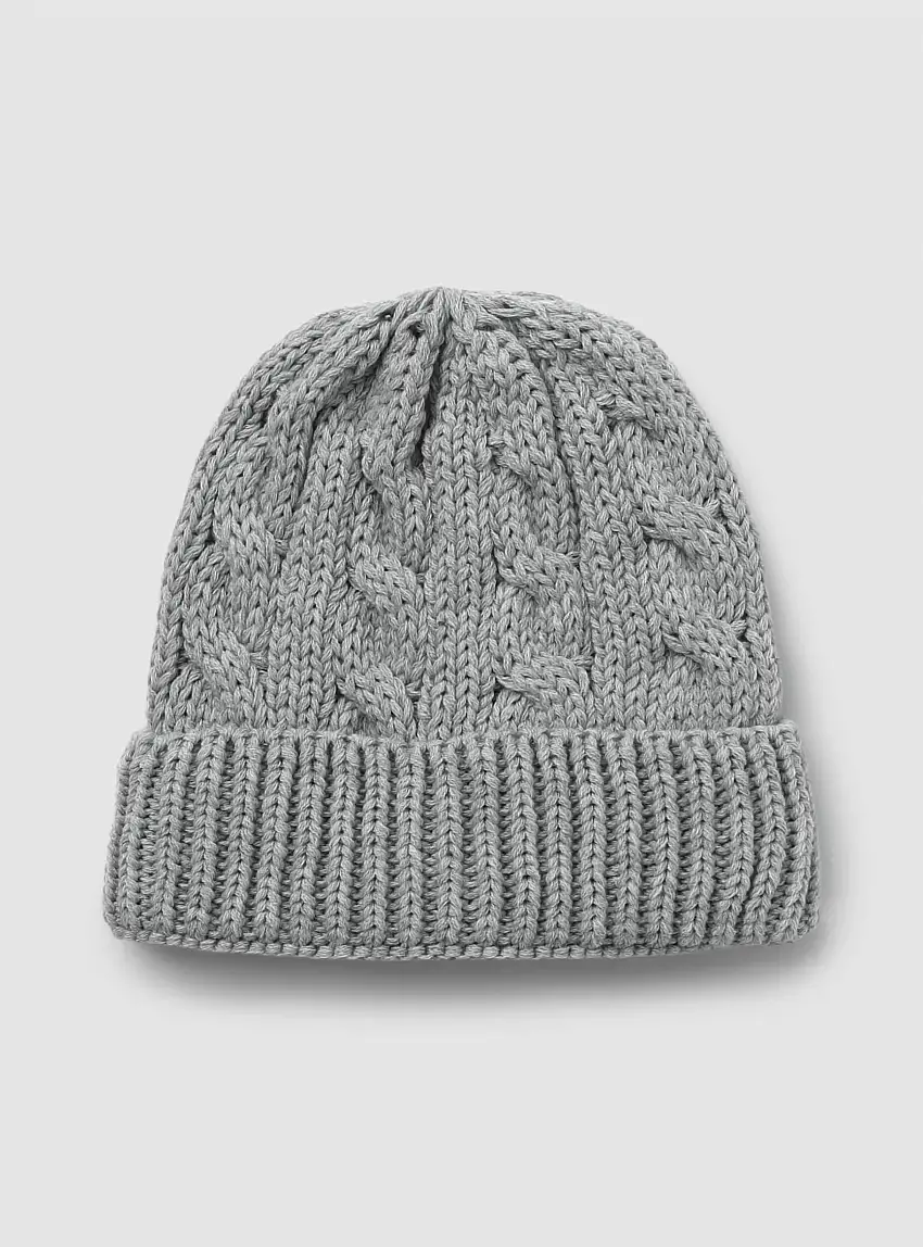 Berretto con lavorazione a treccia Grigio chiaro melange