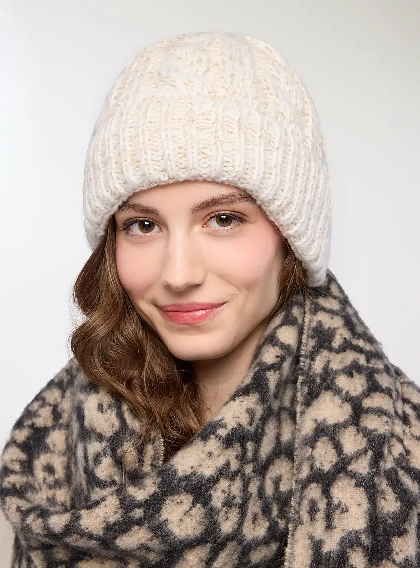 Berretto imbottito effetto luccicante Bianco lana