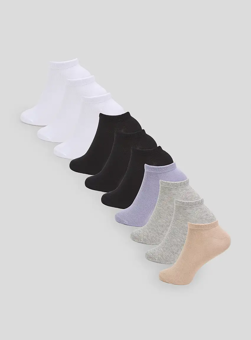 Pack 10 paia di calzini corti 3x Nero, 3x Bianco, 2x Grigio Chiaro; 1x Nude