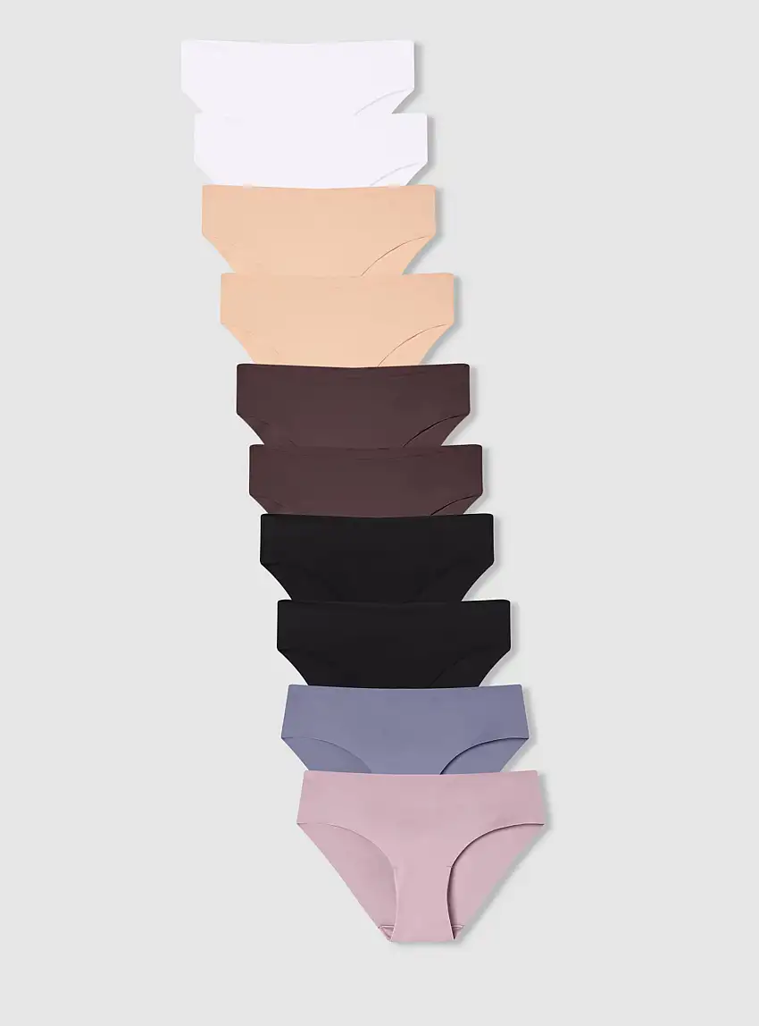 Pack 10 slip microfibra 2x Nero, 2x Bianco, 2x Nude, 2x Cioccolato, 1x Blu, 1x Lilla