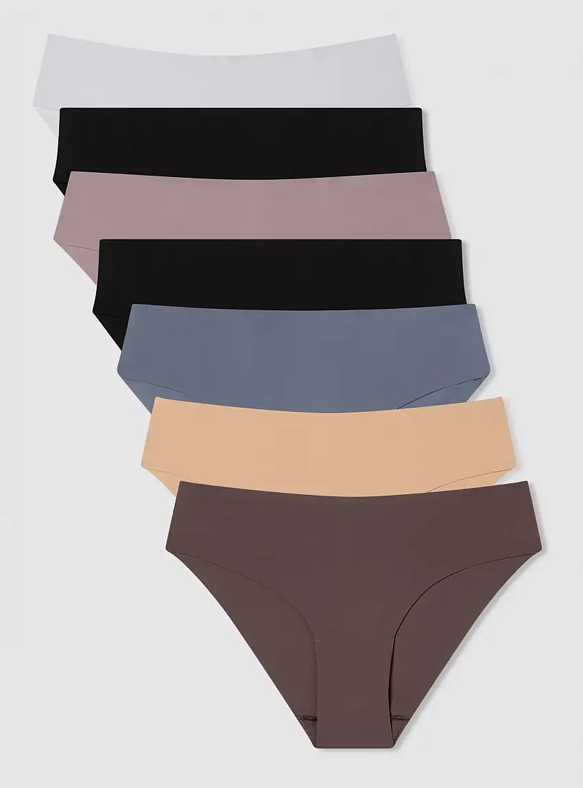 Pack 7 slip microfibra 2x Nero, 1x Bianco, 1x Nude, 1x Lilla, 1x Cioccolato, 1x Blu