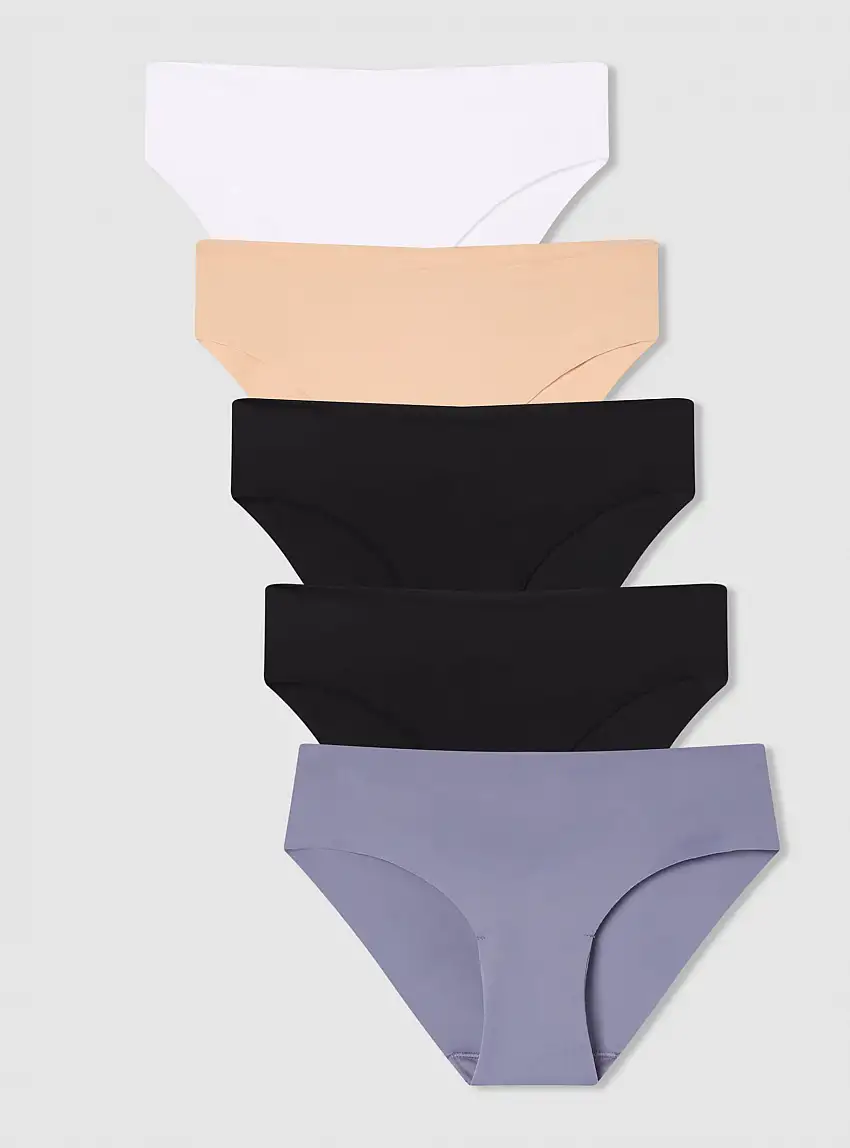 Pack 5 slip in microfibra 2x Nero, 1x Nude, 1x Bianco, 1x Blu