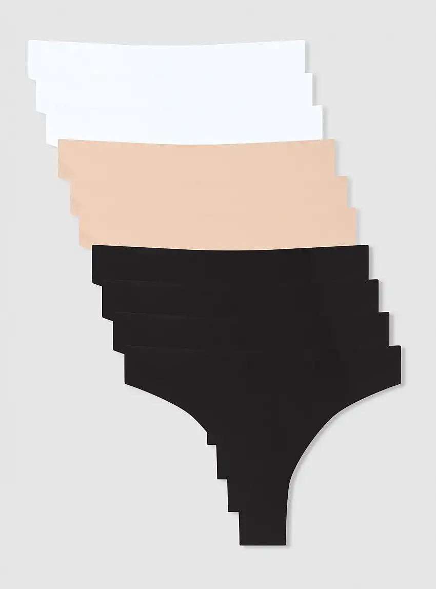 Pack 10 slip brasiliana tinta unita 4x Nero, 3x Bianco, 3x Nude