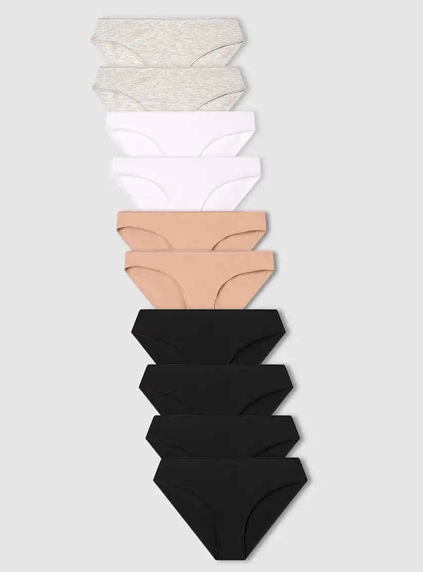 Pack 10 slip tinta unita 4x Nero, 2x Bianco, 2x Grigio Chiaro, 2x Nude