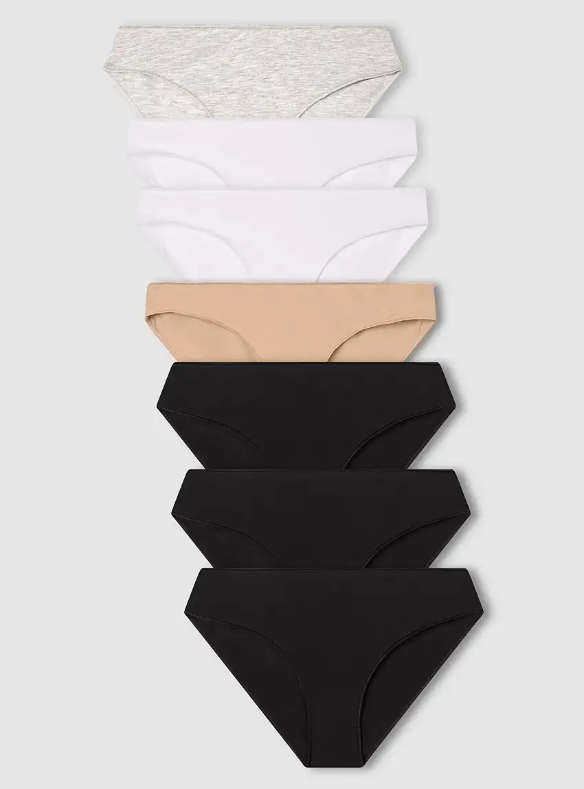 Pack 7 slip tinta unita 3x Nero, 2x Bianco, 1x Grigio Chiaro, 1x Nude