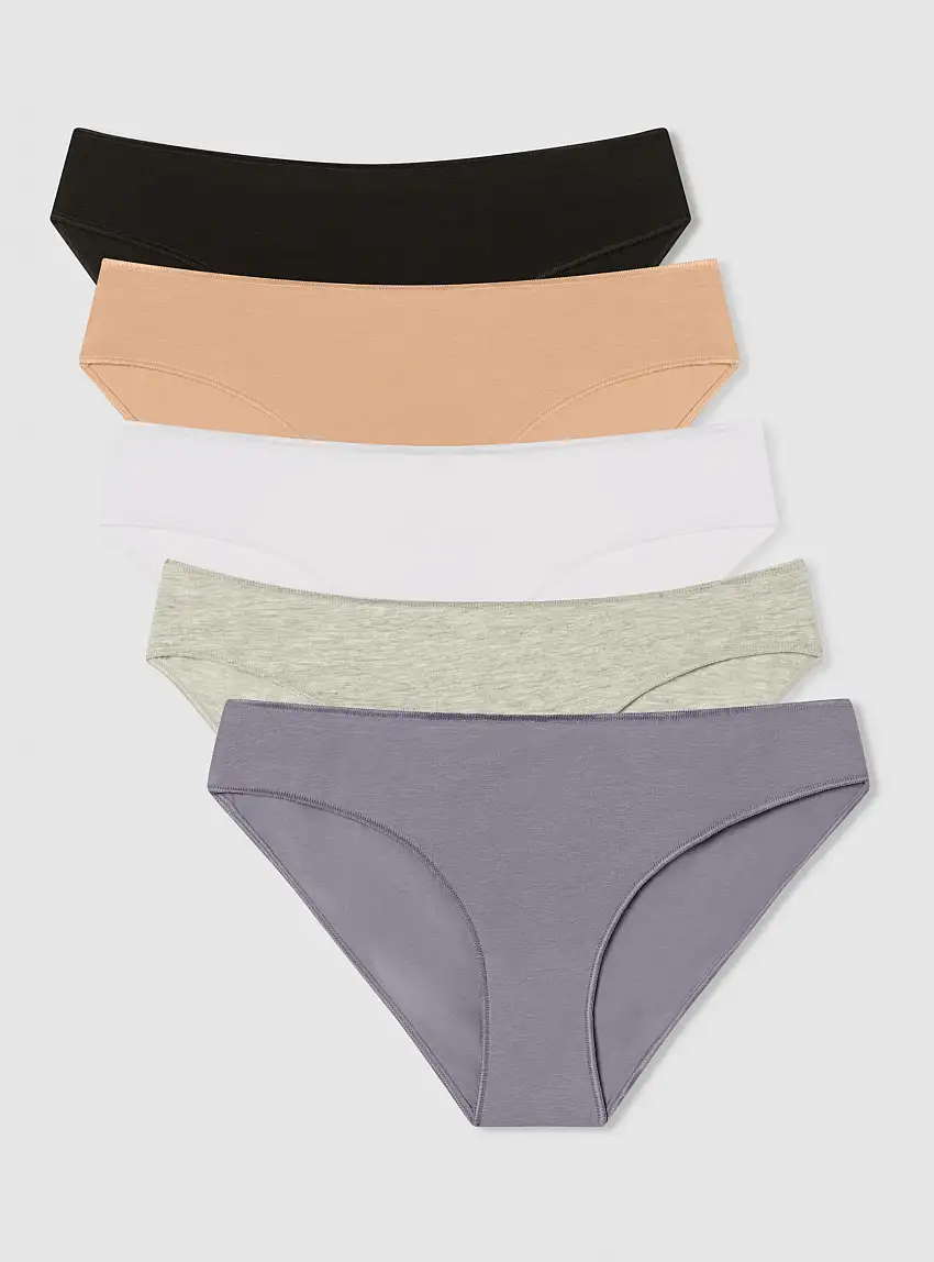 Pack 5 slip tinta unita 1x Nero, 1x Grigio Chiaro, 1x Bianco, 1x Blu, 1x Nude