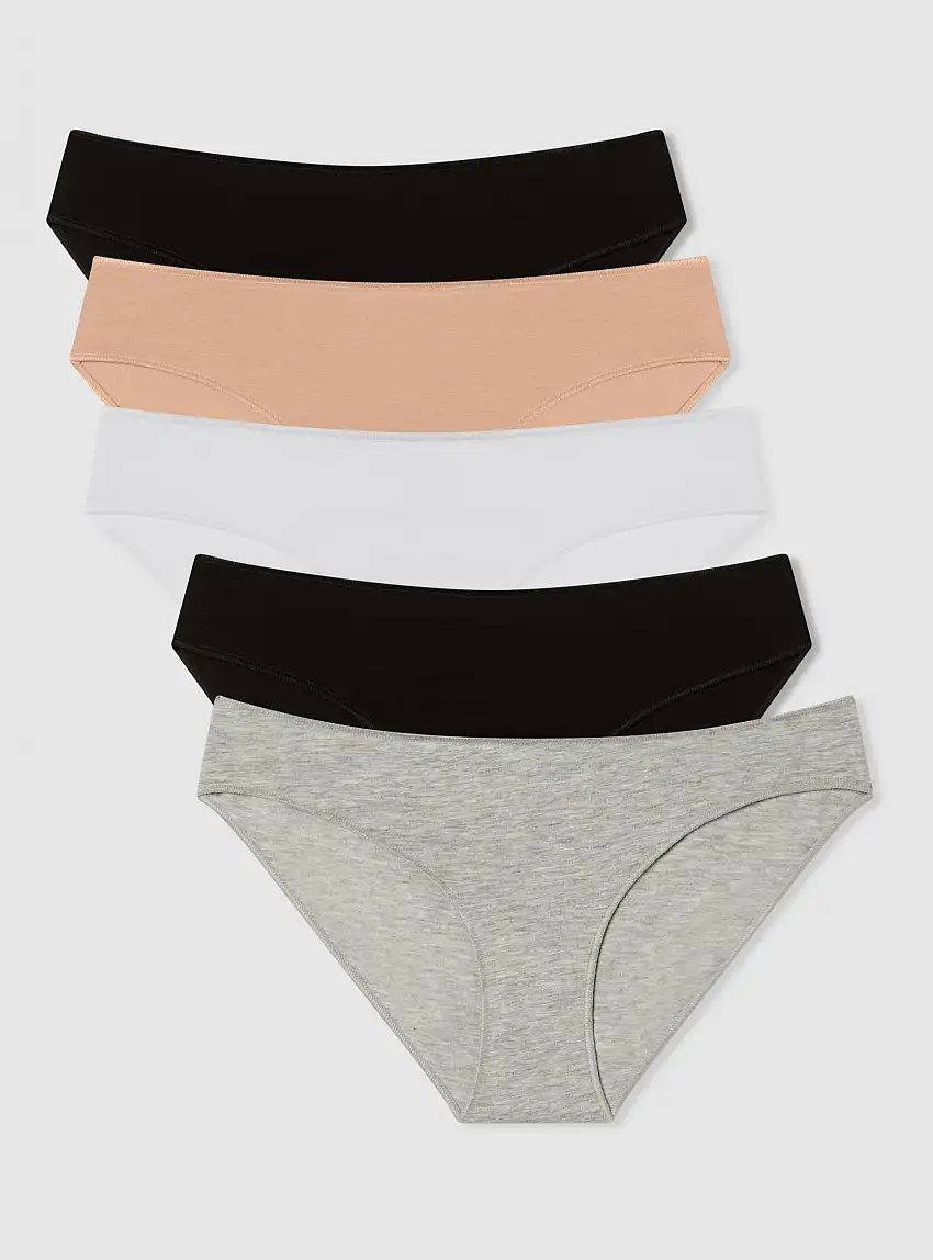 Pack 5 slip tinta unita 2x Nero, 1x Bianco, 1x Grigio Chiaro, 1x Nude