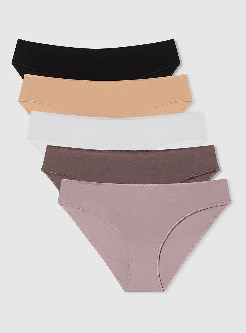 Pack 5 slip tinta unita 1x Nero, 1x Bianco, 1x Nude, 1x Cioccolato, 1x Lilla