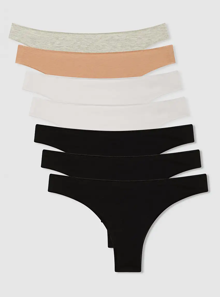 Pack 7 slip brasiliana tinta unita 3x Nero, 2x Bianco, 1x Grigio Chiaro, 1x Nude